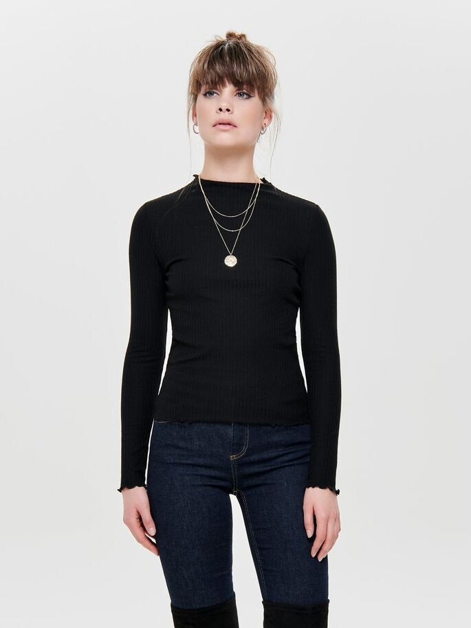 Onlemma Ls High Neck Top - Zwart