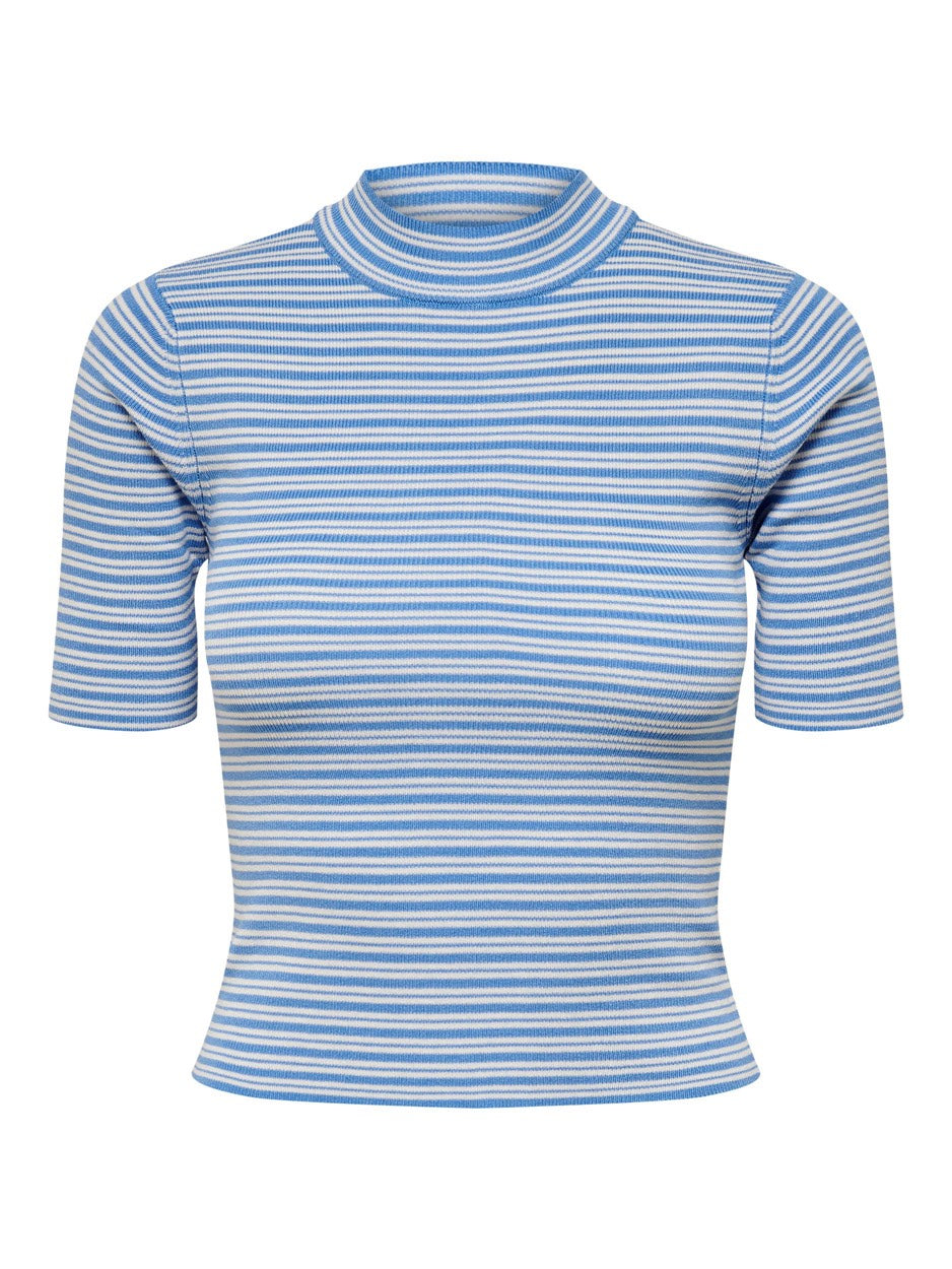 Jdyplum S/s Stripe Pullover Knt - Blauw Dessin