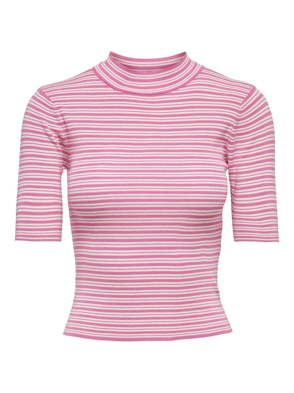 Jdyplum S/s Stripe Pullover Knt - Roze Dessin