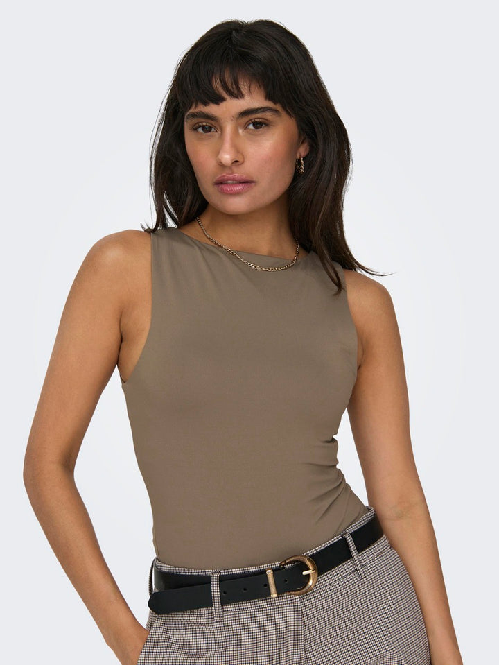 Onlea S/l 2-ways Fit Top Jrs Noos - Taupe