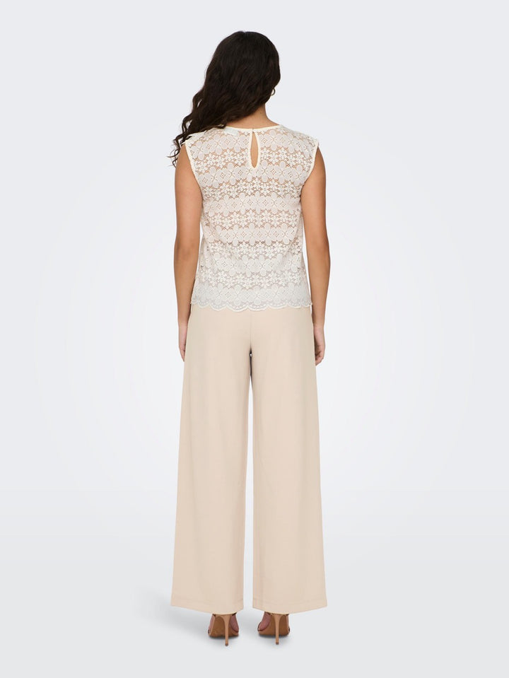 Jdyblond S/l Yoke Lace Top Jrs - Off-white