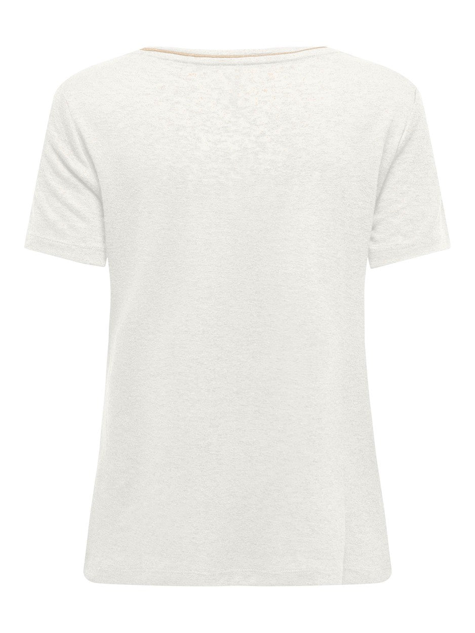 Onldorit S/s V-neck Shine Top Jrs - Off-white