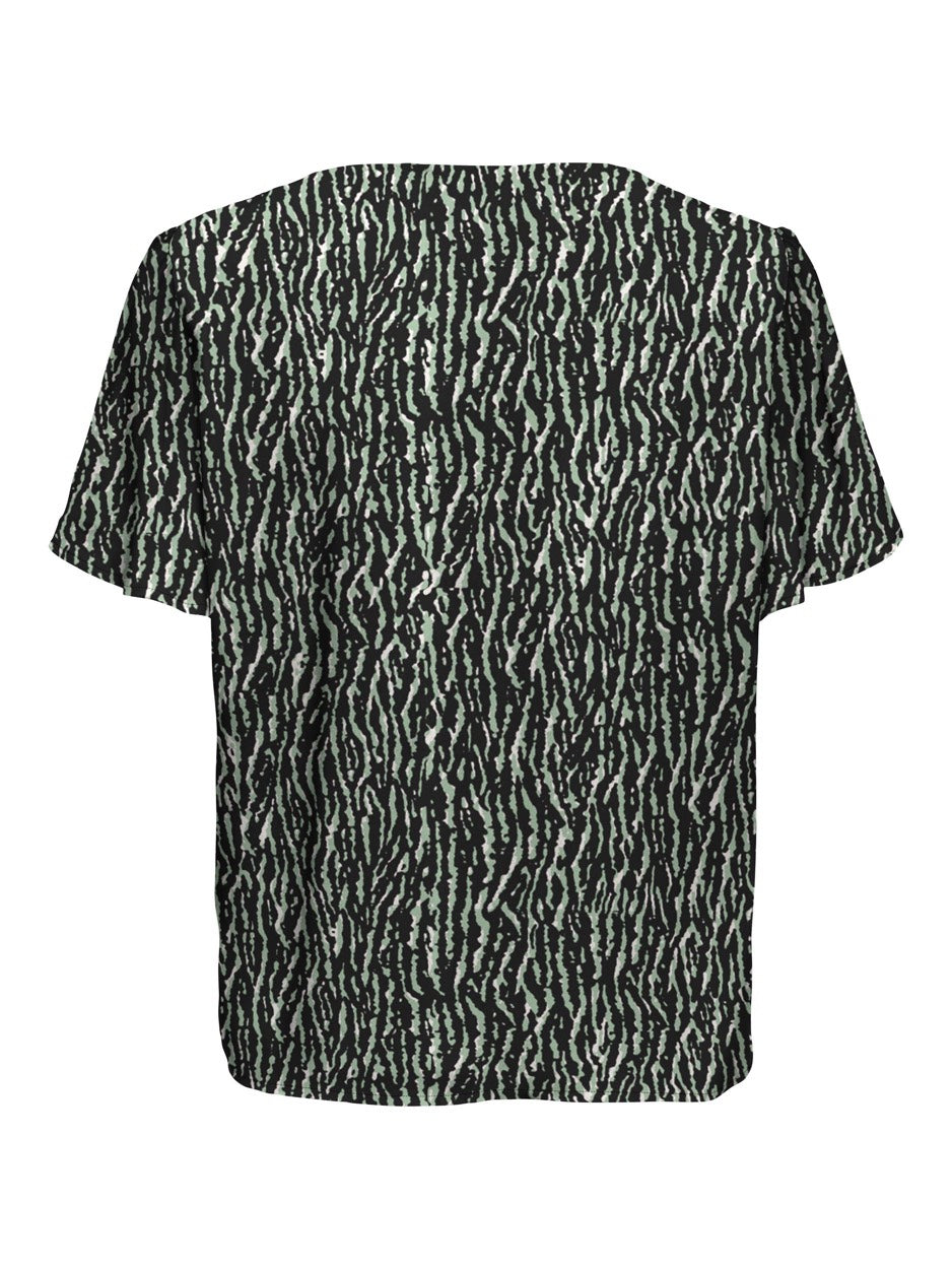 Onlwina S/s V-neck Top Ex Ptm - Groen Dessin