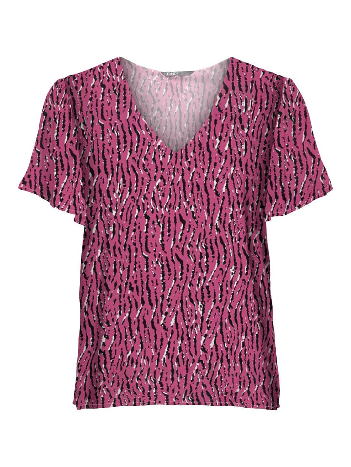 Onlwina S/s V-neck Top Ex Ptm - Fuchsia