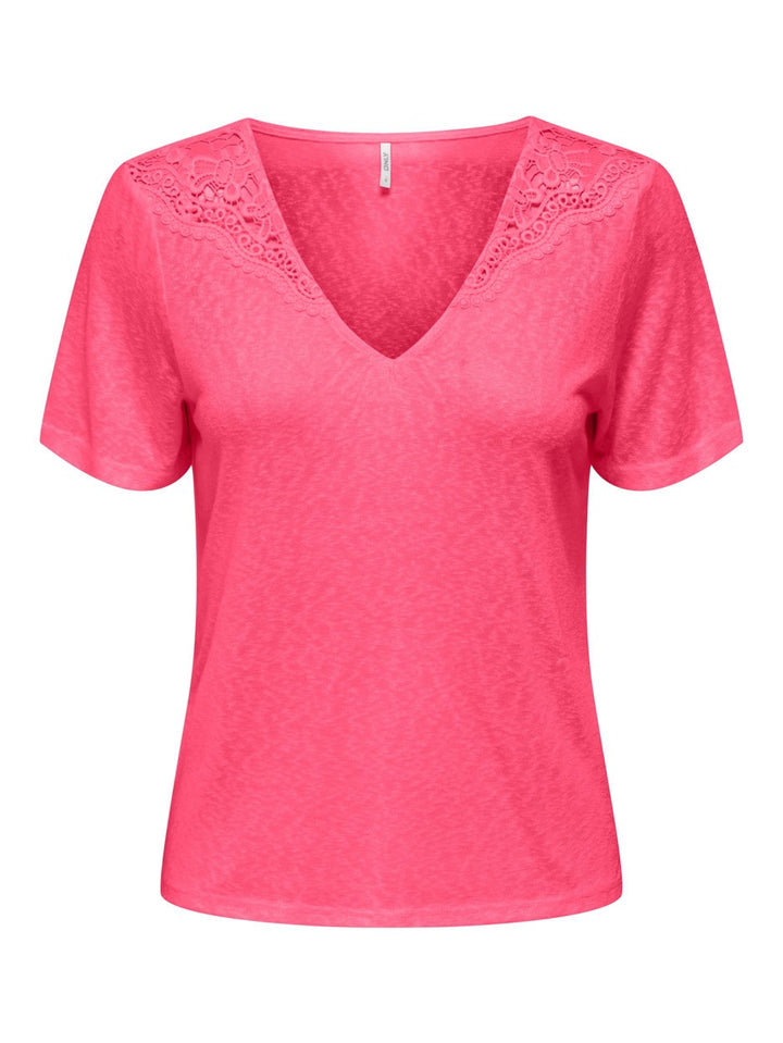 Onlanja S/s Lace Top Jrs - Roze