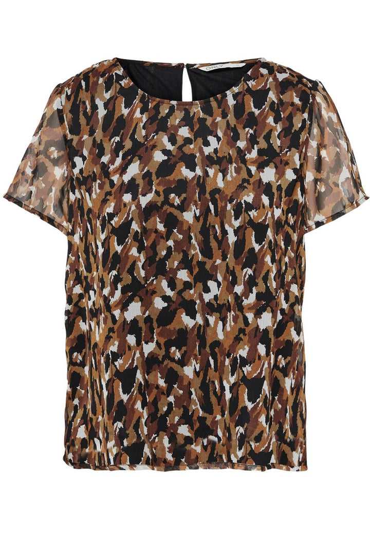 Onlluna S/s Top Cs Ptm - Bruin Dessin