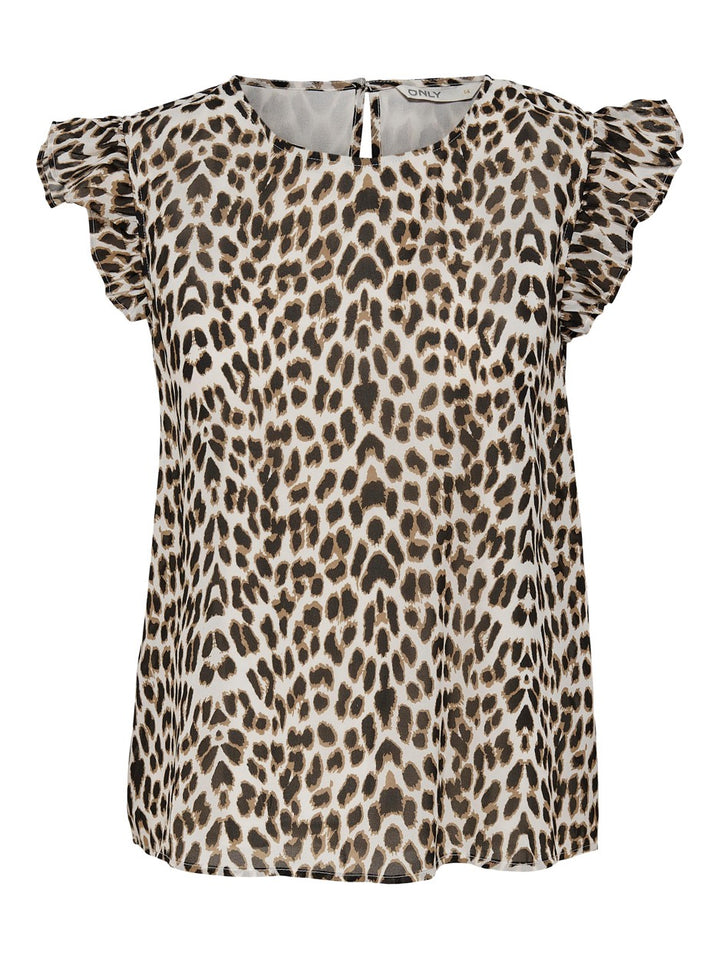 Onlann Star S/l Frill Top Noos Ptm - Bruin Dessin