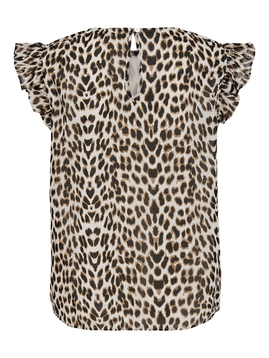 Onlann Star S/l Frill Top Noos Ptm - Bruin Dessin