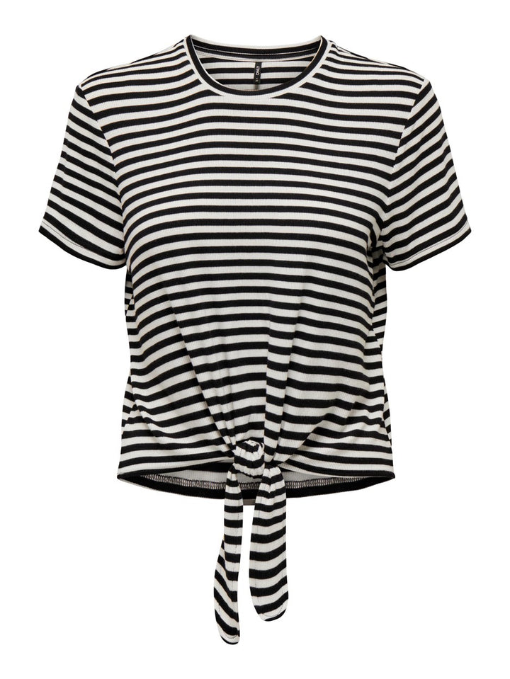 Onlbelia S/s Knot Top Box Jrs - Zwart Dessin