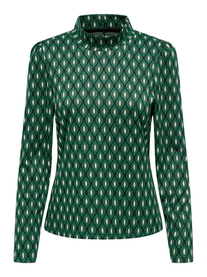 Onlalia L/s High Neck Puff Top Cs J - Groen Dessin