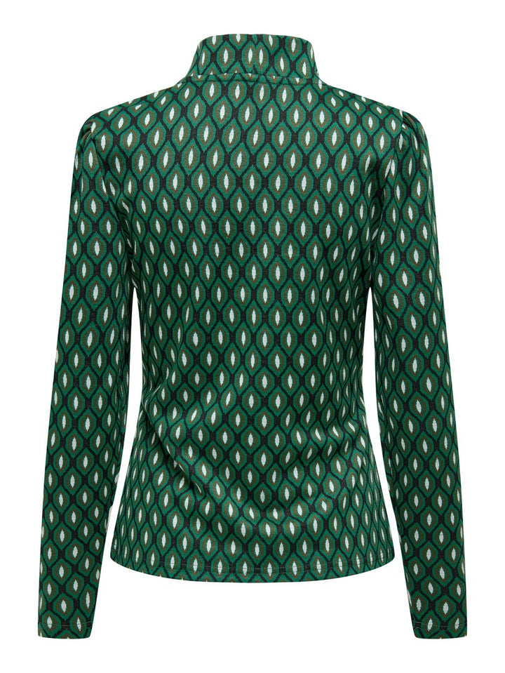 Onlalia L/s High Neck Puff Top Cs J - Groen Dessin