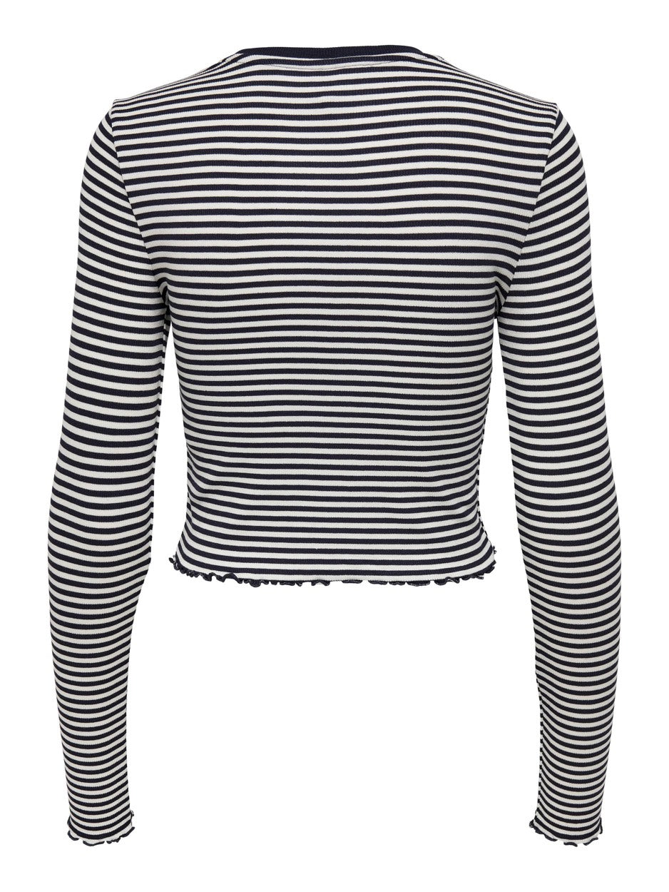 Onlmaja L/s Cropped Stripe Top Cc J - Blauw Dessin