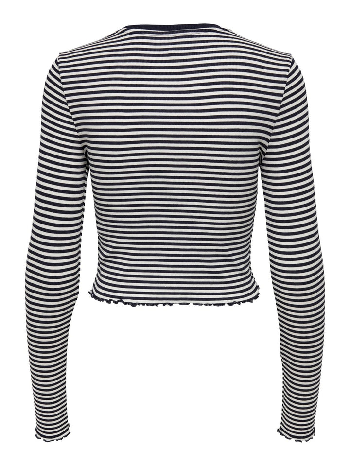 Onlmaja L/s Cropped Stripe Top Cc J - Blauw Dessin