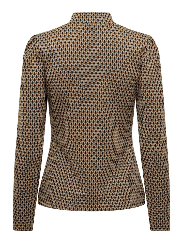 Onlalia L/s High Neck Puff Top Cs J - Bruin Dessin