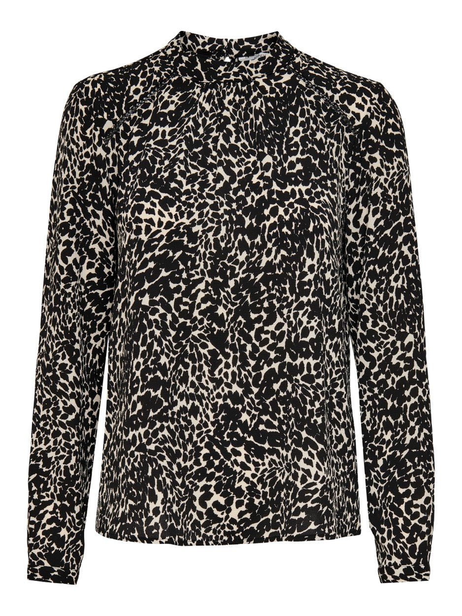 Onlnew Mallory  L/s Blouse Aop Wvn - Zwart Dessin