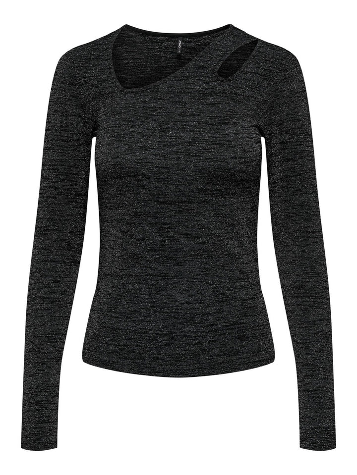 Onlroma L/s Shine Cut-out Top Jrs - Zwart Dessin