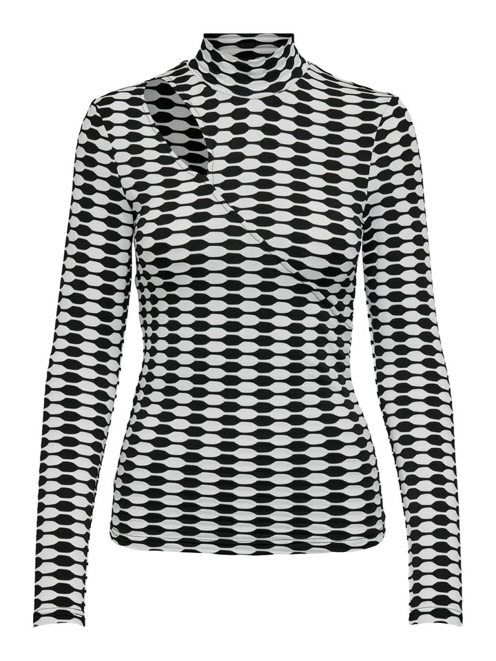 Onltenna L/s Highneck Cutout Top Bo - Zwart Dessin