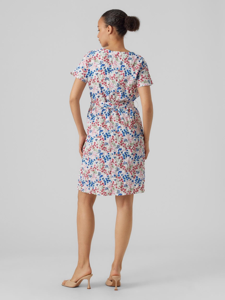 Vmutilla S/s V-neck Abk Dress Wvn B - Wit Dessin
