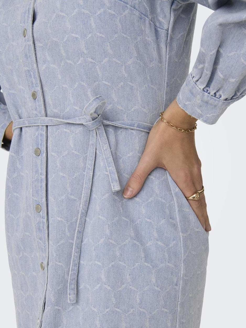 Onlrocco-eliza Ls Dnm Dress Bj - Blue Denim
