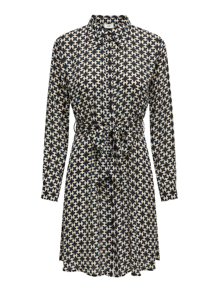 Jdyace L/s Shirt Dress Wvn - Blauw Dessin
