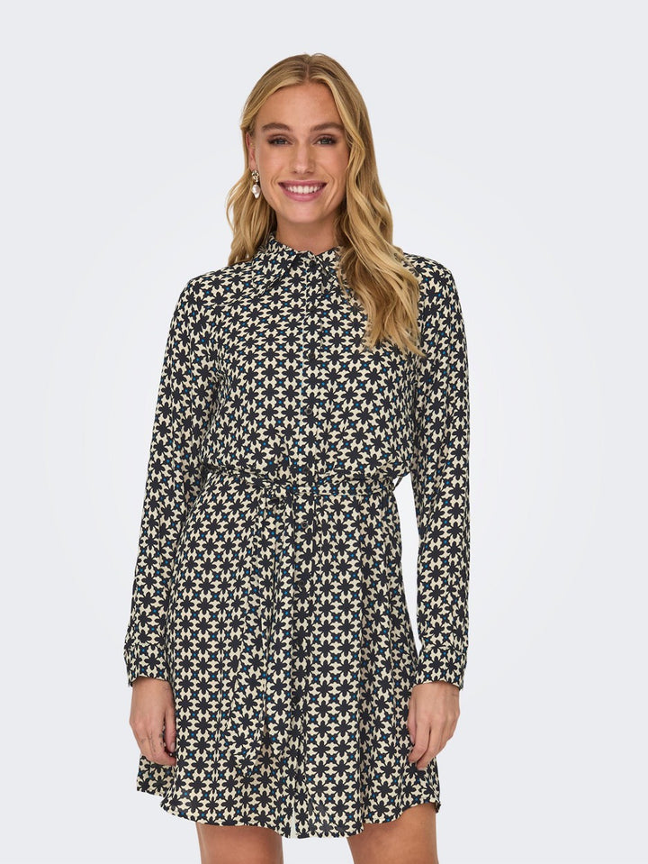 Jdyace L/s Shirt Dress Wvn - Blauw Dessin