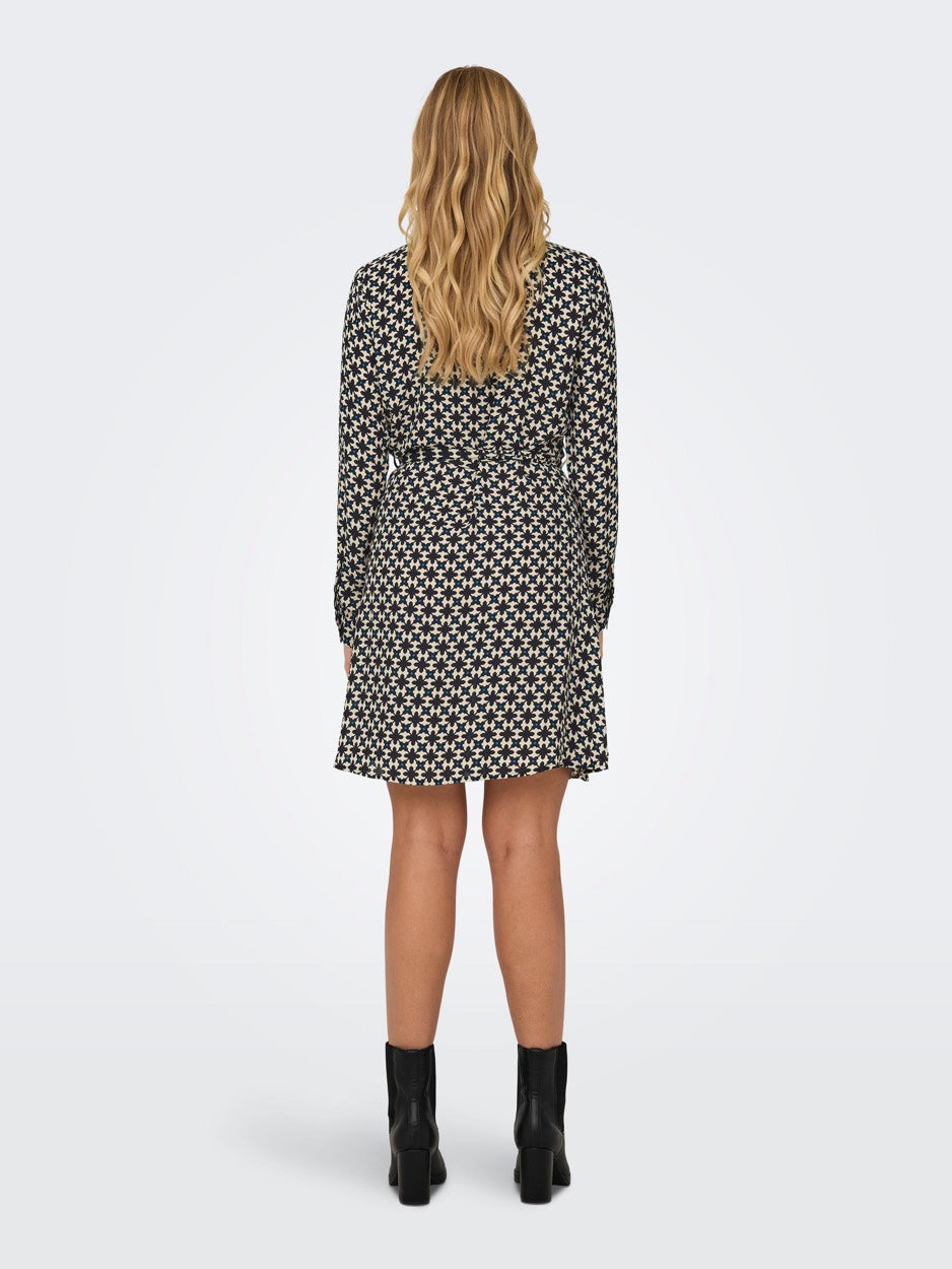 Jdyace L/s Shirt Dress Wvn - Blauw Dessin