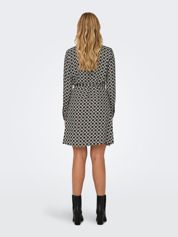 Jdyace L/s Shirt Dress Wvn - Blauw Dessin