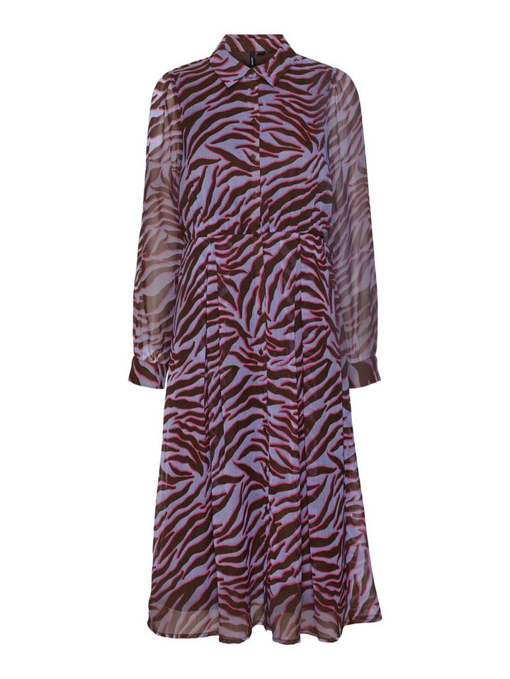 Vmkaya Fall Ls Calf Shirt Dress Wvn - Paars Dessin