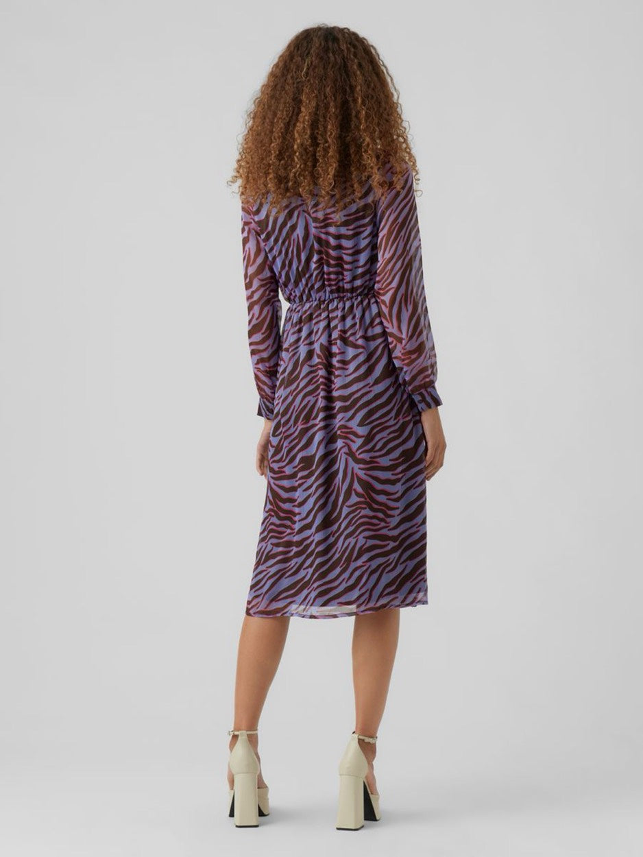 Vmkaya Fall Ls Calf Shirt Dress Wvn - Paars Dessin