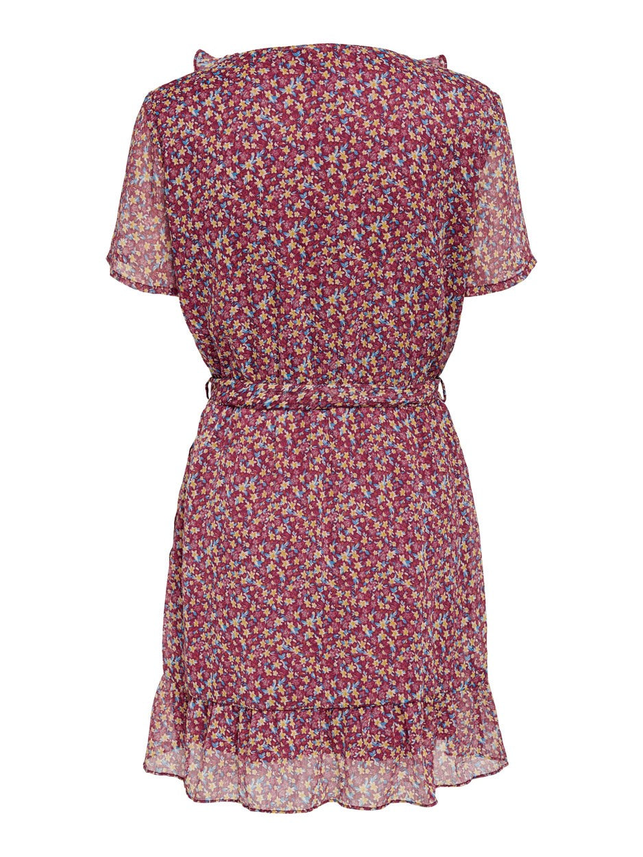 Jdyjennifer Life S/s Wrap Dress Wvn - Roze Dessin