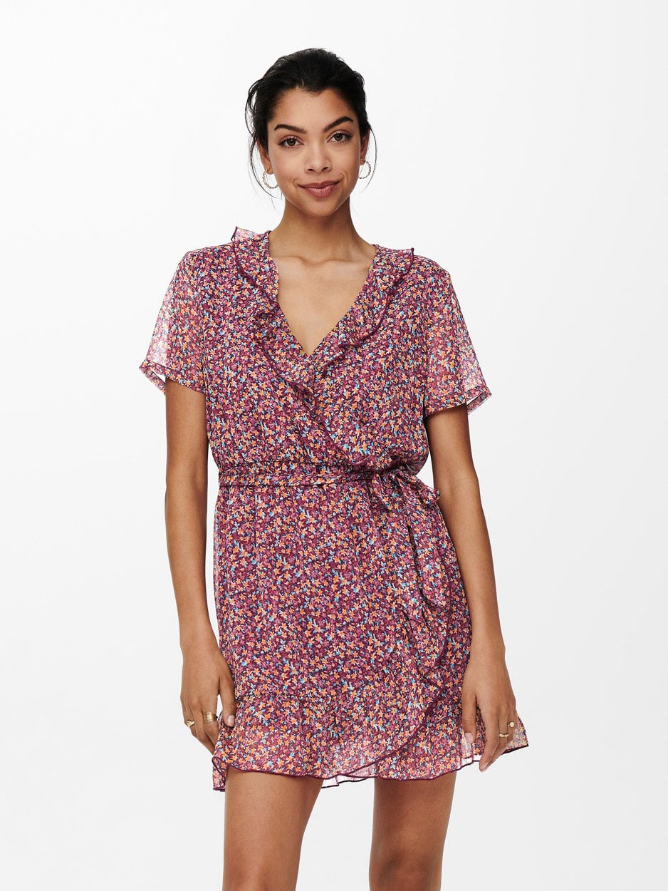 Jdyjennifer Life S/s Wrap Dress Wvn - Roze Dessin