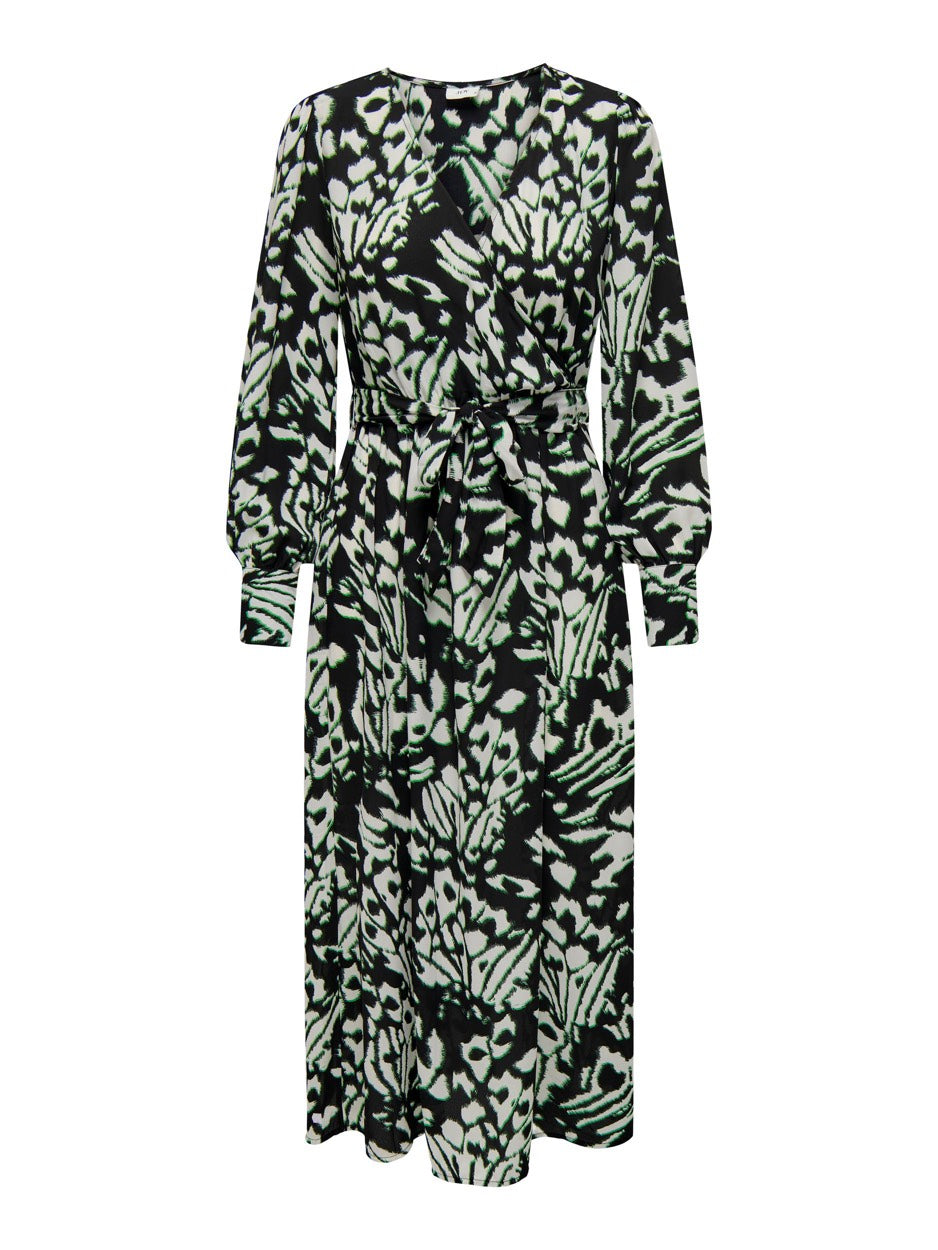 Jdylesley L/s Midi Wrap Dress Wvn - Zwart Dessin