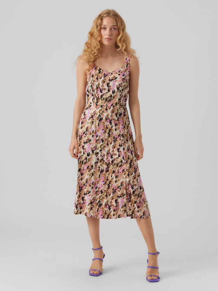 Vmeasy Strap Calf Dress R1 Wvn Ga - Bruin Dessin