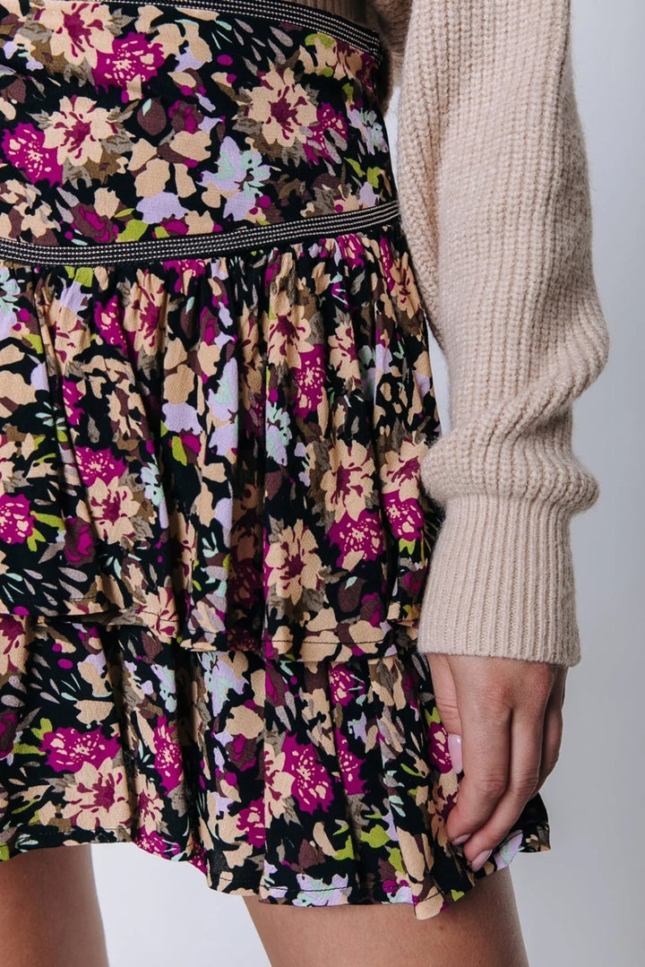 Mosh Flower Mini Skirt - Zwart