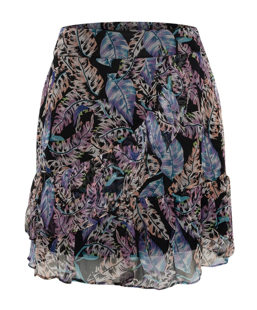 Animal Leaves Mini Skirt - Multicolor