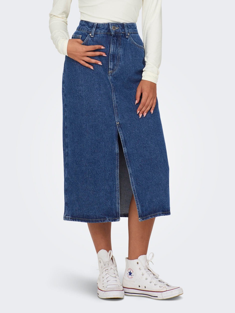 Onlbianca Midi Skirt Dnm Rea Noos - Blue Denim