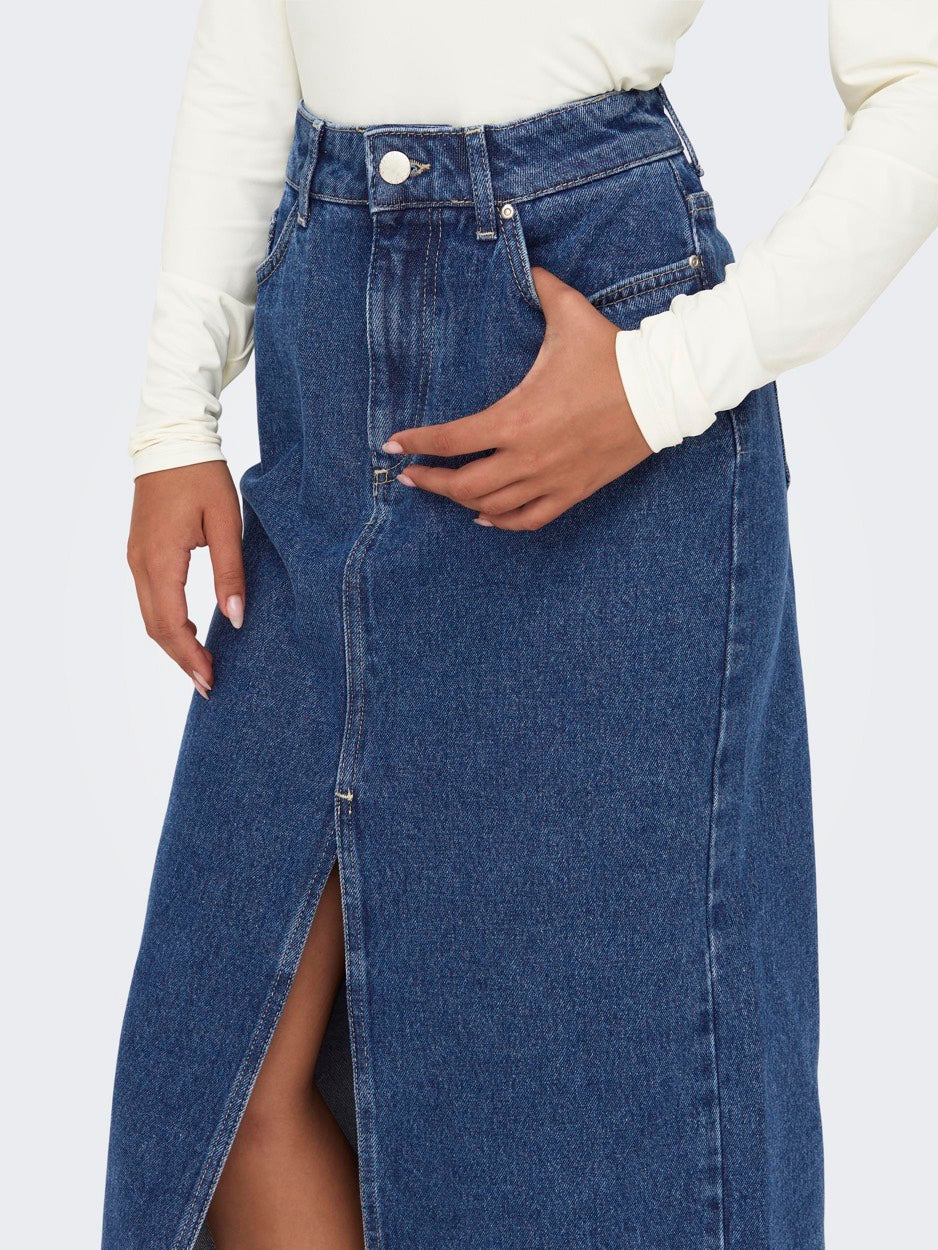 Onlbianca Midi Skirt Dnm Rea Noos - Blue Denim