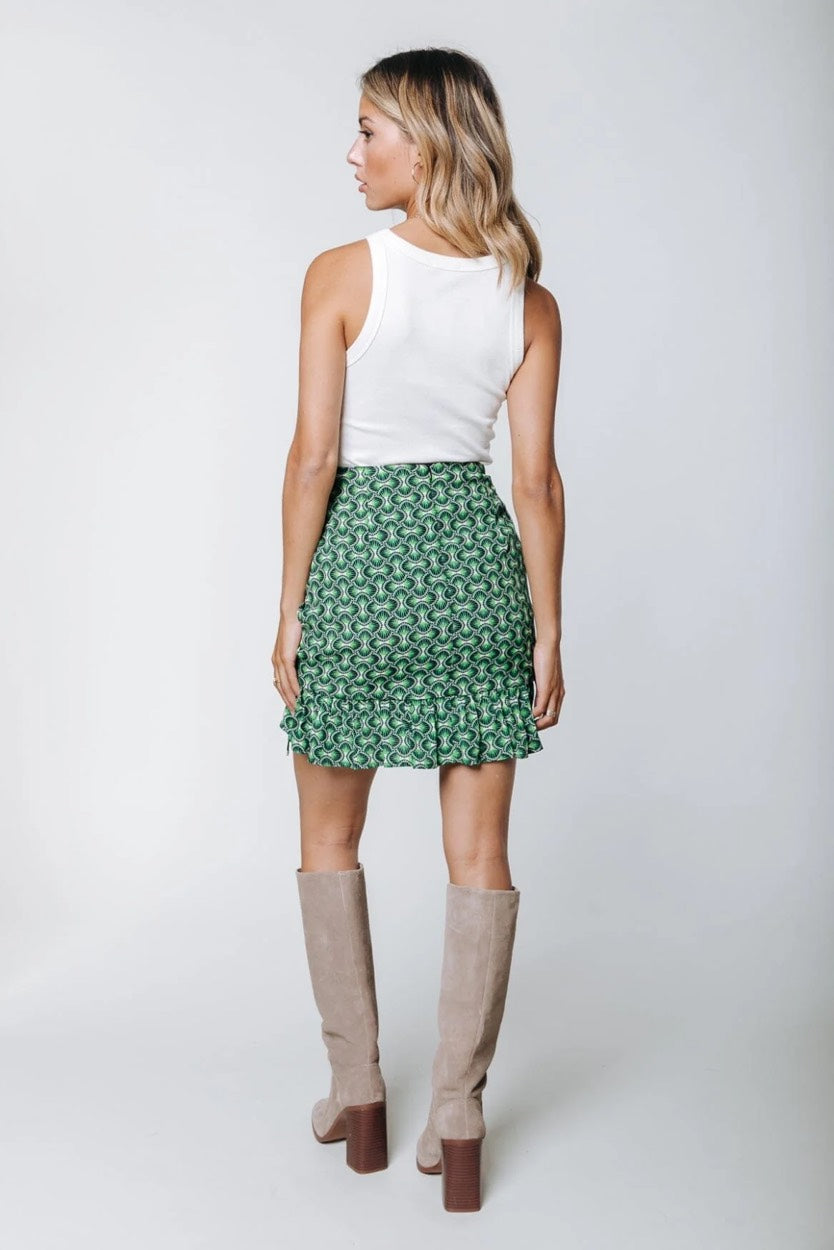 Ina Graphic Smock Mini Skirt - Groen Dessin