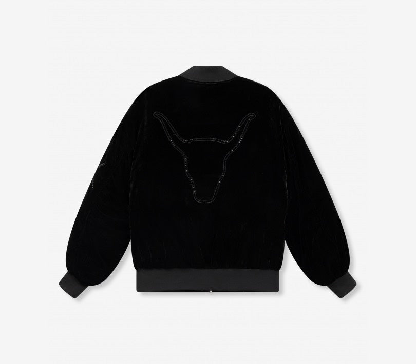 Oversized Velvet Bomber - Zwart