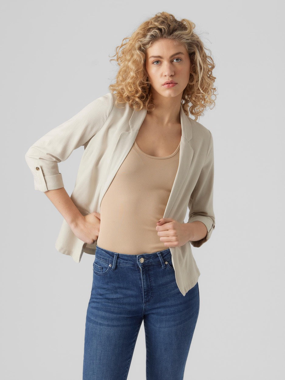 Vmjesmilo 3/4 Loose Blazer Wvn Ga N - Beige