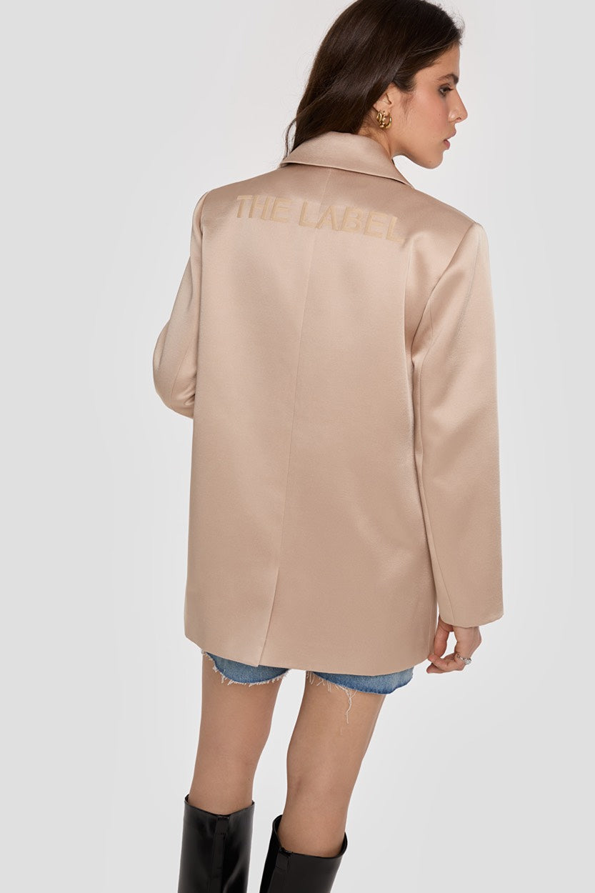 Ladeis Woven Shiny Coat - Nude