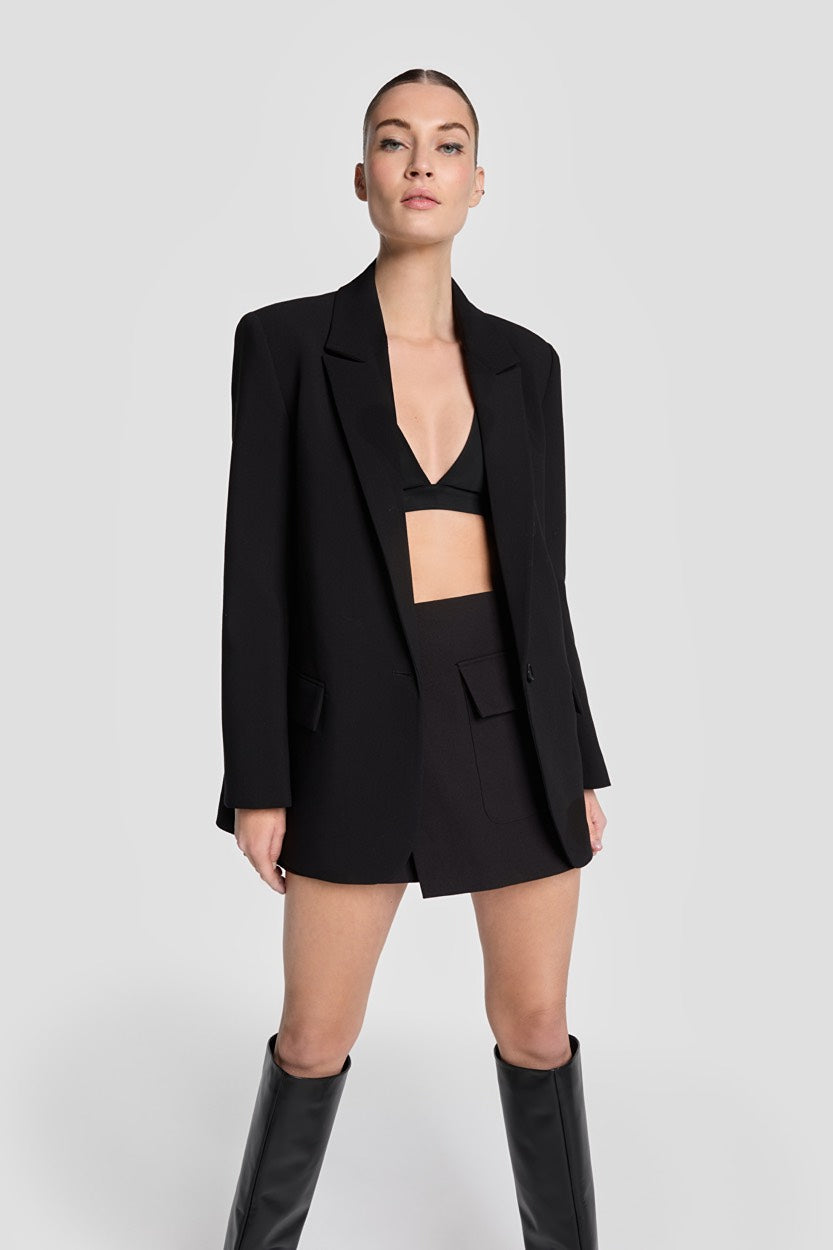 Ladies Woven Stretch Blazer - Zwart